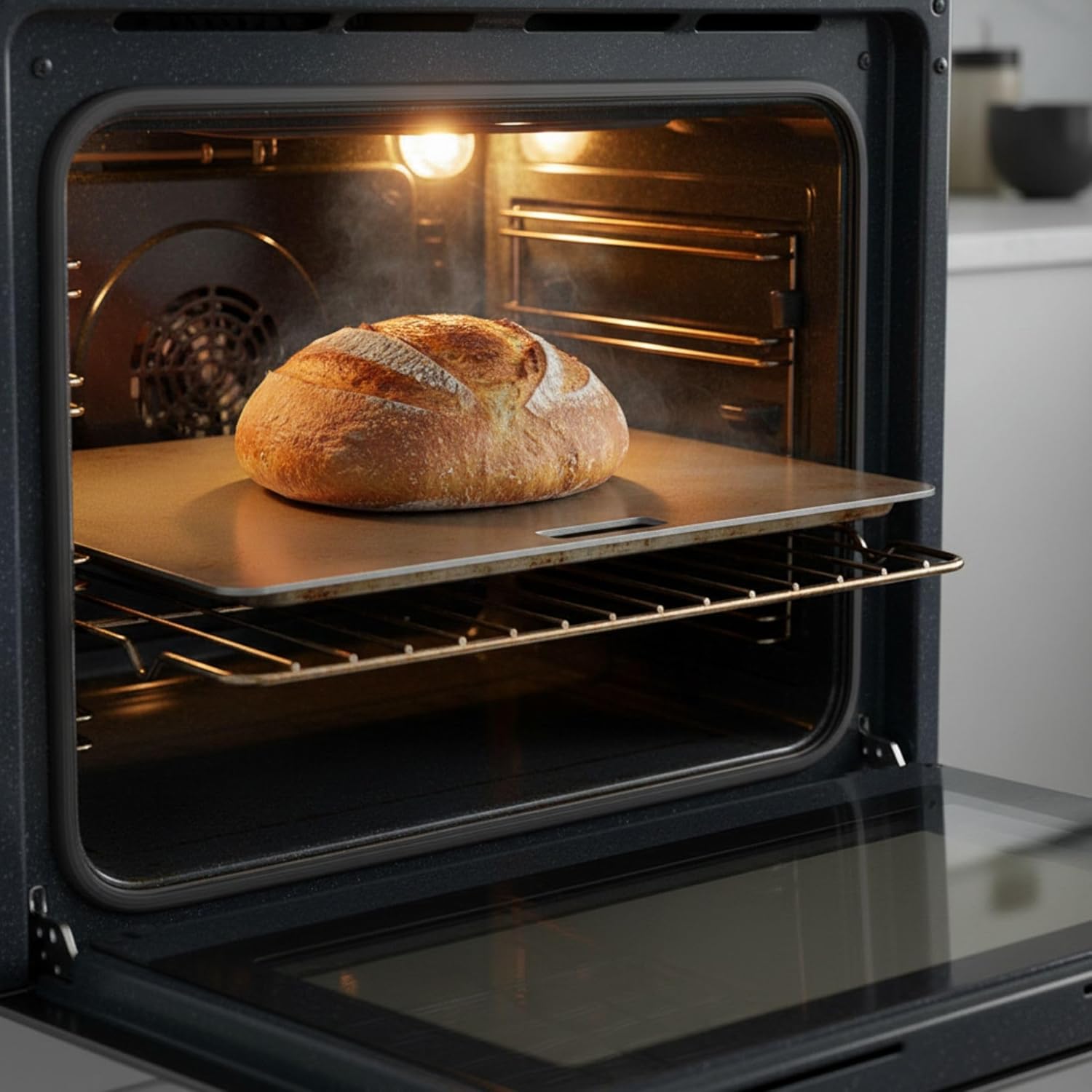 Plaque à pizza en acier de 22 po X 16 po article très dispendieux (bien vérifier si la plaque entre dans votre four)